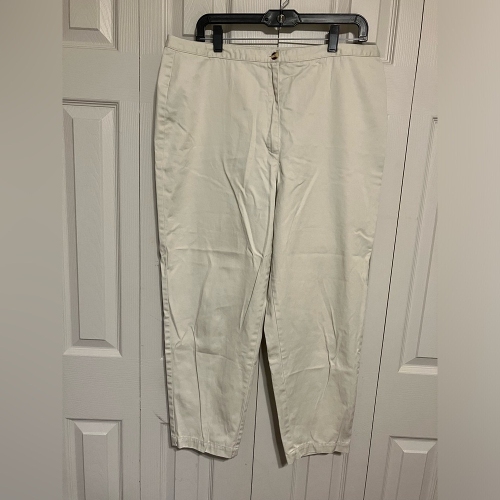 VTG Talbots Pants‎ Women’s Sz 16 Ivory Cotton Wrinkle Resistant Office Casual ￼